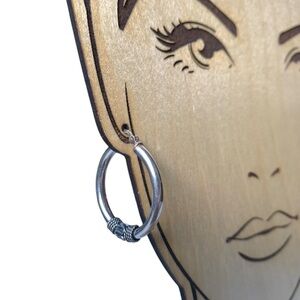 925 Sterling Silver Oxidized Light-Weight Bali Hoop Click-Top Earrings Jewelry